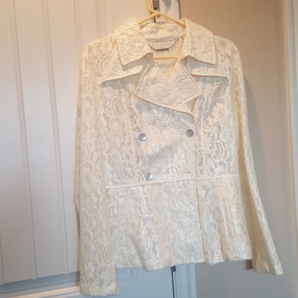 Elie Tahari Irving Floral Lace Rain Coat